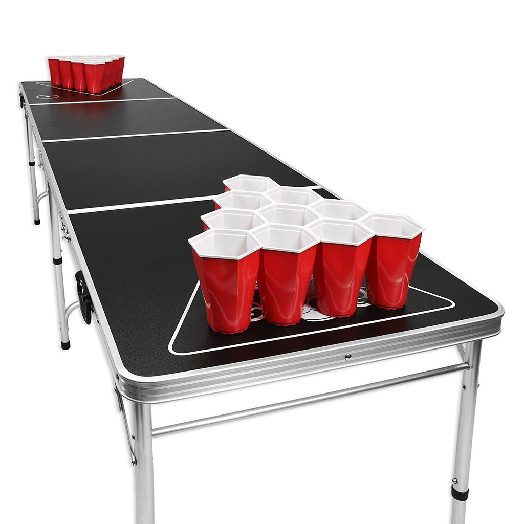 PartyPong 8 Foot Folding Portable Beer Pong Table w/ (6) Beer Pong Balls -  Beer Pong Edition